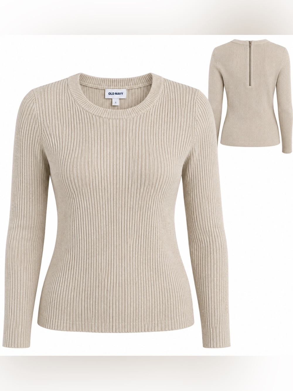Old navy cream/tan ribbed sweater w/ back zipper